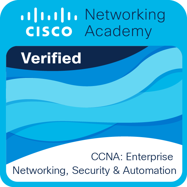 CCNA: Enterprise Networking, Security, and Automation badge.