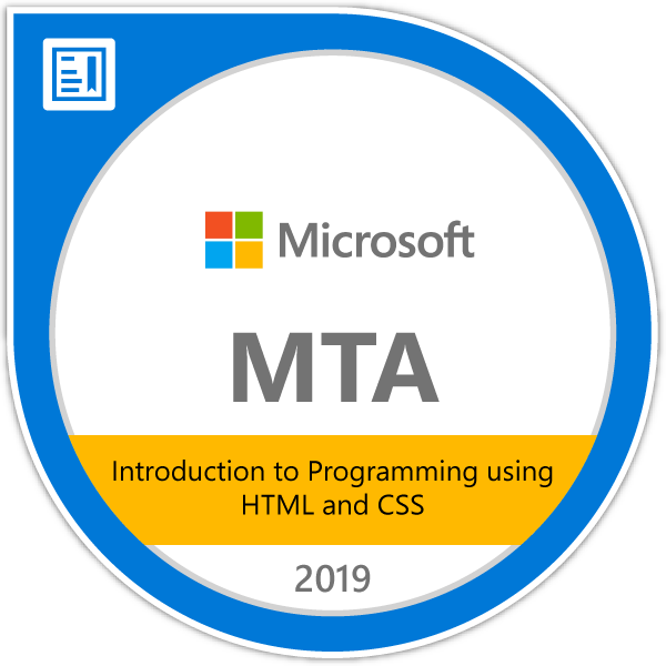 MTA: introduction to programming using html and css badge.